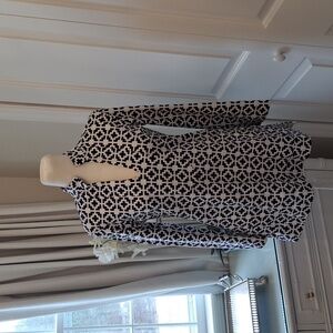 Jude Connally Womens White/Navy Print Long Sleeve Stretch Tunic Pullover ShirtXS